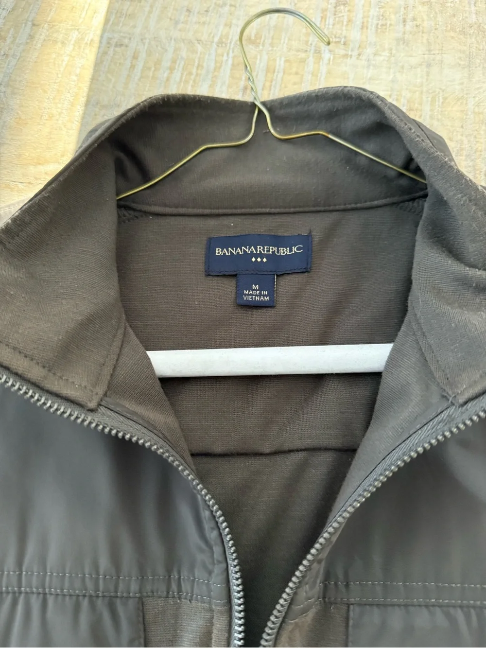 Banana Republic Jacket Lightweight Zip Up Coat Sweater Dark Green Olive Bomber
